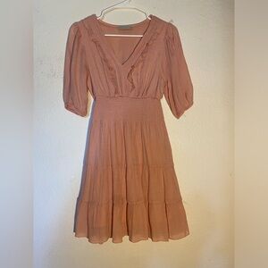 Light Peach Ruffle Feminine Spring Dress